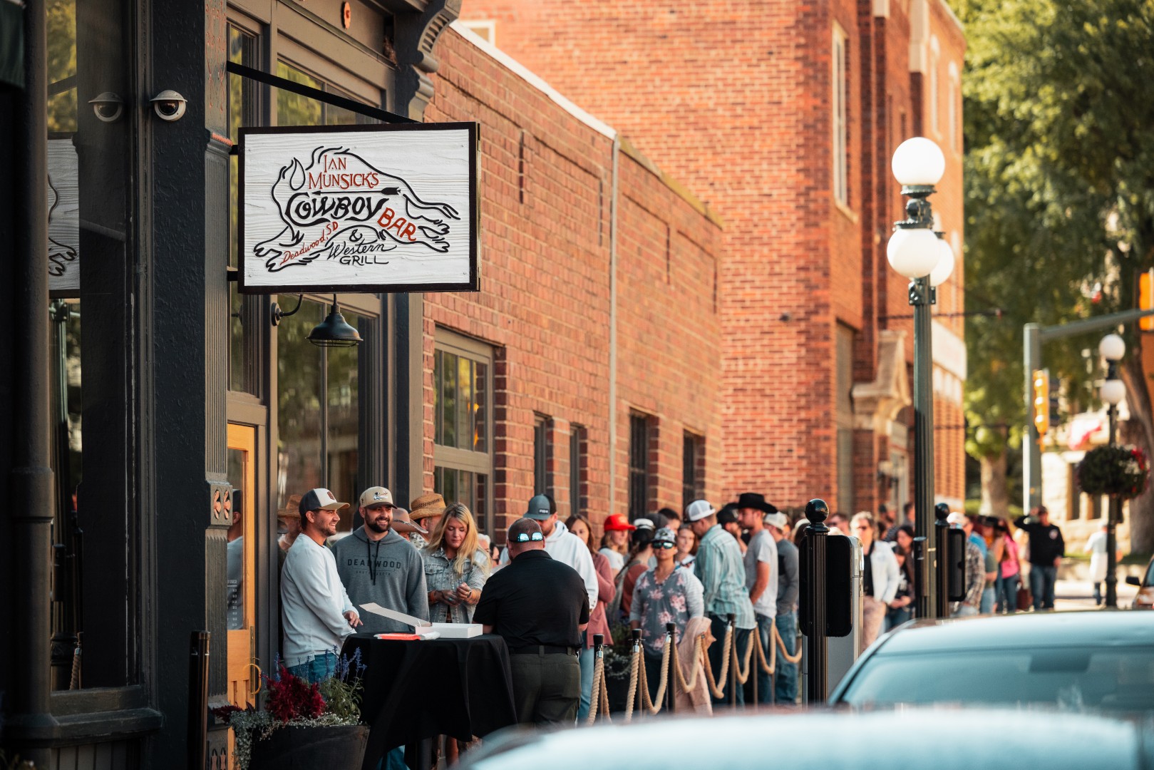 Line outside the Cowboy Bar