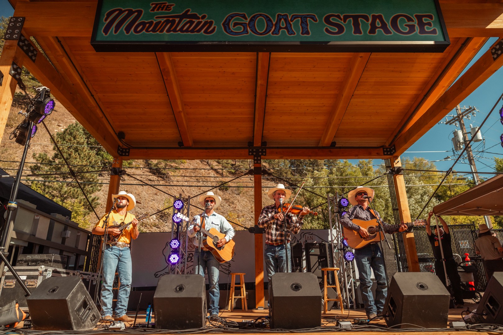 Band playing on the outdoor stage